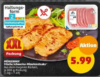 PENNY MÜHLENHOF Frische Schweine-Minutensteaks 800 g Packung Angebot