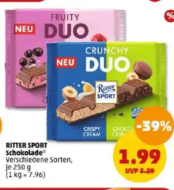 PENNY RITTER SPORT Schokolade 250 g Angebot