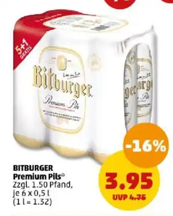 PENNY BITBURGER Premium Pils 6 x 0,5 l Angebot