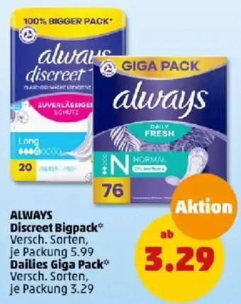 PENNY ALWAYS Discreet Bigpack Dailies Giga Pack Angebot