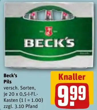 REWE Beck's Pils 20x0,5 L-Fl. Kasten Angebot