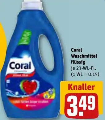 REWE Coral Waschmittel flüssig 23-WL-Fl. Angebot