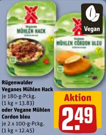 REWE Rügenwalder Veganes Mühlen Hack 180 g oder Vegane Mühlen Cordon bleu 2x100 g Pckg. Angebot