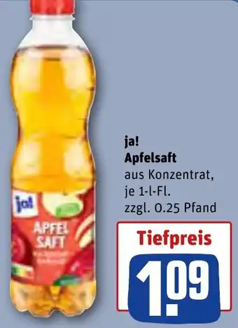 REWE ja! Apfelsaft 1 L-Fl. Angebot