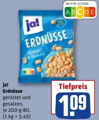 REWE ja! Erdnüsse 200-g-Btl. Angebot