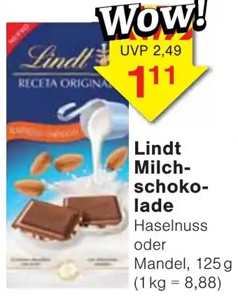 Wiglo Wunderland Lindt Milchschokolade 125 g Angebot