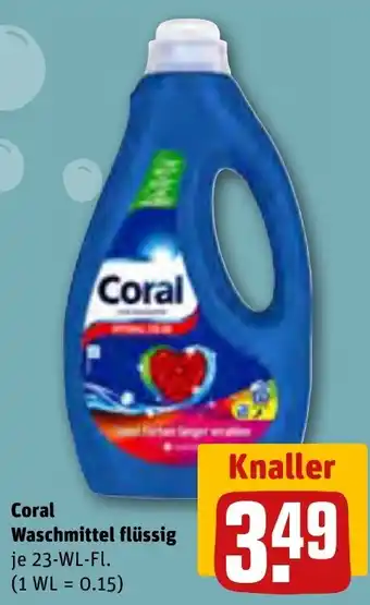 REWE Coral Waschmittel flüssig 23-WL-Fl. Angebot