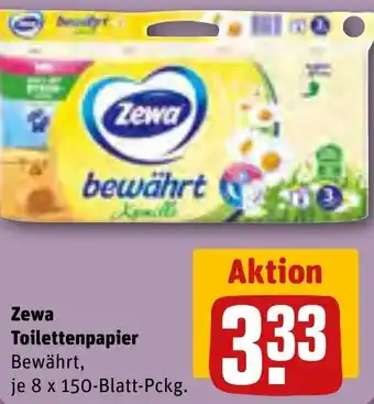 REWE Zewa Toilettenpapier 8 x 150-Blatt-Pckg. Angebot