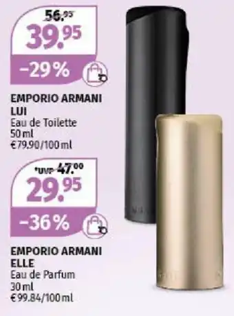 Müller Emporio Armani Lui 50ml oder Emporio Armani Elle 30ml Angebot