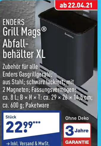 Aldi Nord Enders Grill Mags Abfallbehälter XL Angebot