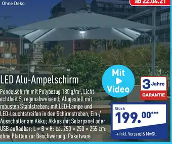 Aldi Nord LED Alu Ampelschirm Angebot