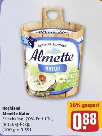 REWE Center Hochland Almette Natur 150g Angebot