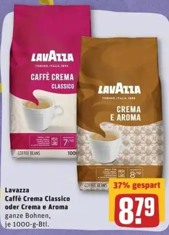 REWE Center Lavazza Caffè Crema Classico oder Crema e Aroma 1000g Btl. Angebot