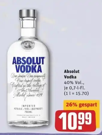 REWE Center Absolut Vodka 0,7L Angebot