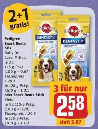 REWE Center Pedigree Snack Denta Stix 128g oder Snack Denta Stick Klein 110g Angebot