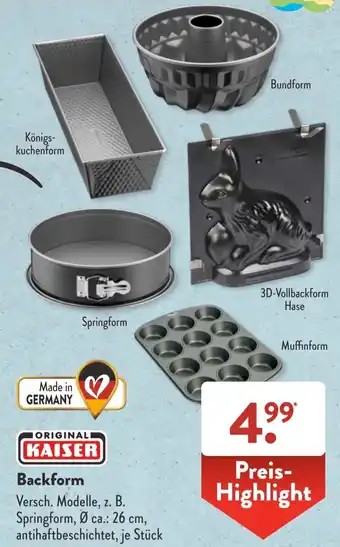 Aldi Süd KAISER Backform Angebot