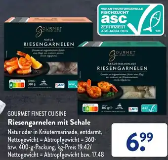 Aldi Süd GOURMET FINEST CUISINE Riesengarnelen mit Schale 360-400 g Packung Angebot