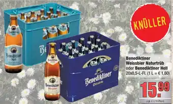 alldrink Benediktiner Weissbier Naturtrüb oder Benediktiner Hell 20x0,5-L-FI. Angebot