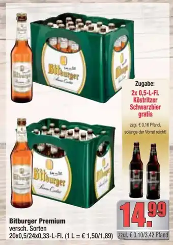 alldrink Bitburger Premium 20*500/24*330ml Angebot