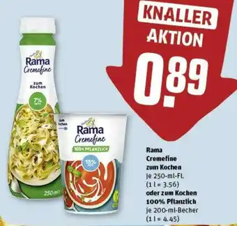 REWE Rama Cremefine zum Kochen 250-ml-Fl oder zum Kochen 100% Pflanzlich je 200-ml-Becher Angebot