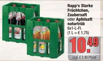 alldrink Rapp's Starke Früchtchen, Zaubersaft oder Apfelsaft naturtrüb 6x1-L-FI. Angebot