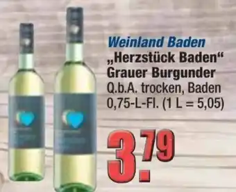 alldrink Weinland Baden ,,Herzstück Baden" Grauer Burgunder Q.b.A. trocken, Baden 0,75-L-FI. Angebot