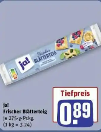 REWE ja! Frischer Blätterteig 275-g-Pckg. Angebot