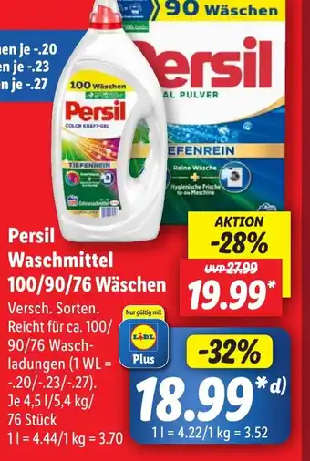 Lidl Persil Waschmittel 100/90/76 Wäschen Angebot