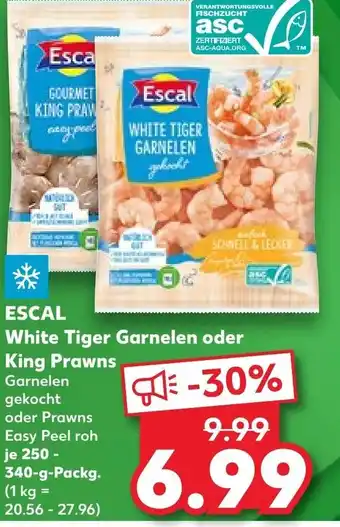 Kaufland Esca White Tiger Garnelen oder King Prawns 340g Packg Angebot