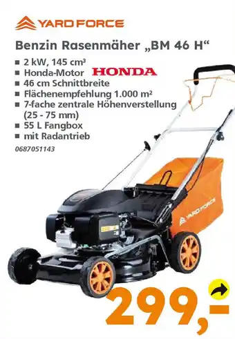 Globus Baumarkt YARD FORCE Benzin Rasenmäher „BM 46 H" Angebot