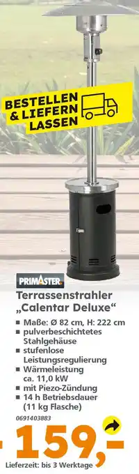 Globus Baumarkt PRIMASTER Terrassenstrahler ,,Calentar Deluxe" Angebot