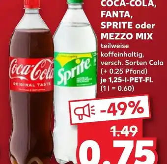 Kaufland COCA-COLA, FANTA, SPRITE oder MEZZO MIX 1,25l PET Angebot