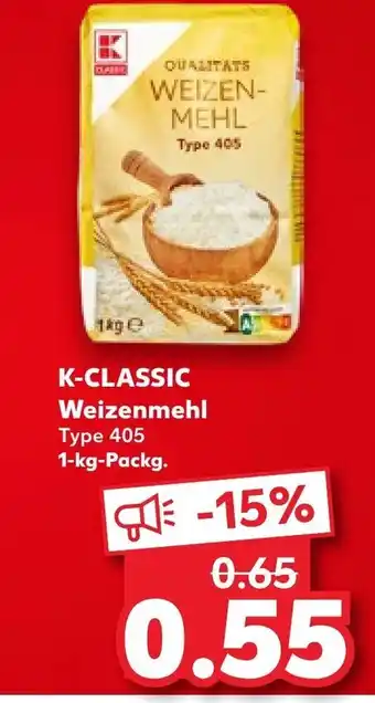 Kaufland K-CLASSIC Weizenmehl  405 1-kg-Packg. Angebot