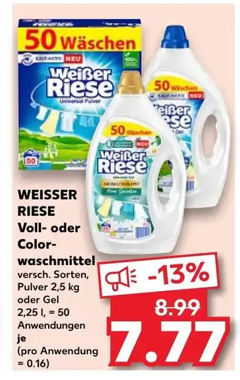 Kaufland WEISSER RIESE Voll- oder Color-waschmittel 2,5 kg Angebot