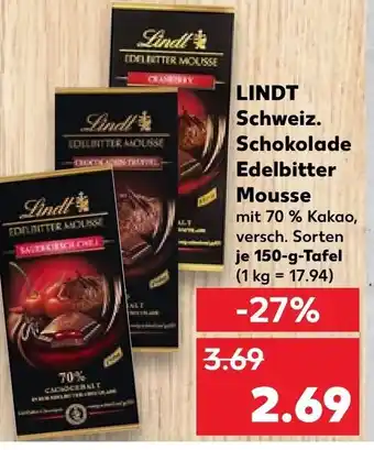Kaufland LINDT Schweiz. Schokolade Edelbitter Mousse Angebot