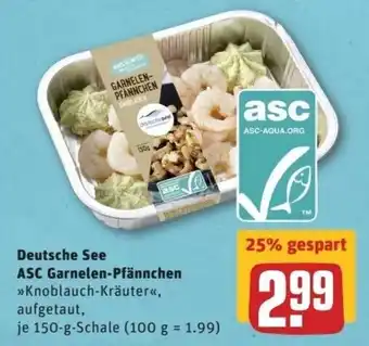 REWE Center Deutsche See ASC Garnelen Pfännchen 150g Angebot