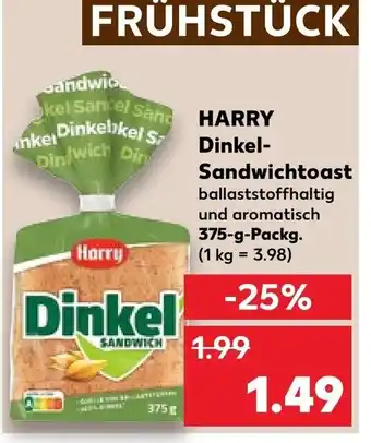 Kaufland HARRY Dinkel- Sandwichtoast 375 g Packg Angebot