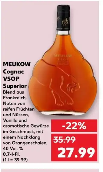 Kaufland MEUKOW Cognac VSOP Superior 0,7l FL Angebot