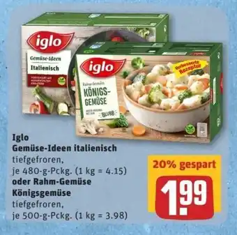 REWE Center Iglo Gemüse Ideen Italienisch 480g oder Rahm Gemüse Königsgemüse 500g Angebot