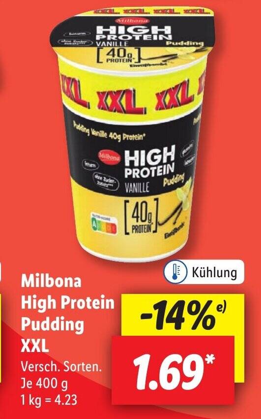 Milbona High Protein Pudding XXL 400 g Angebot bei Lidl