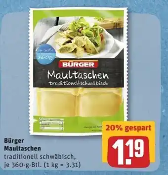 REWE Center Bürger Maultaschen 360g Angebot