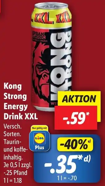 Lidl Kong Strong Energy Drink XXL 0,5 l Angebot