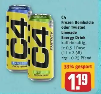 REWE Center C4 Frozen Bombsicle oder Twisted Limeade Energy Drink 0,5L Angebot