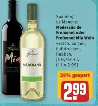 REWE Center Mederaño de Freixenet oder Freixenet Mia Wein 0,75L Angebot