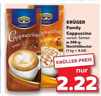 Kaufland KRUGER FAMILY Cappuccinoppuccino 500-g-Nachfüllbeutel Angebot