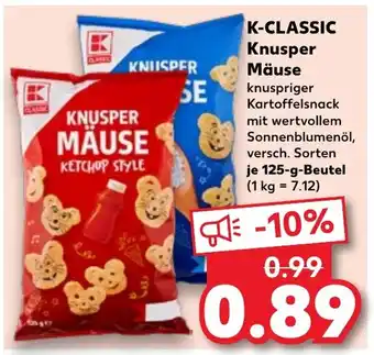 Kaufland K-CLASSIC Knusper Mäuse 125-g-Beutel Angebot