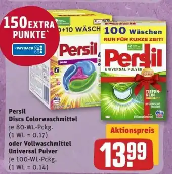 REWE Center Persil Discs Colorwaschmittel oder Vollwaschmittel Universal Pulver Angebot