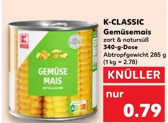 Kaufland K-CLASSIC Gemüsemais 340-g-Dose Angebot