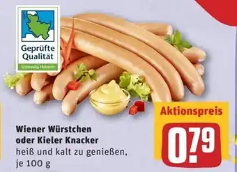 REWE Center Wiener Würstchen oder Kieler Knacker 100g Angebot