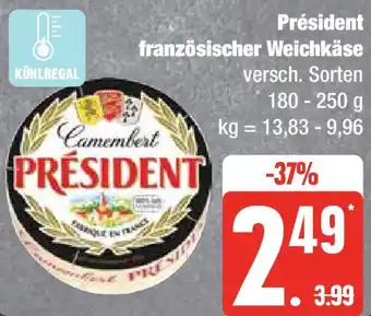 Edeka Président französischer Weichkäse 180-250 g Angebot